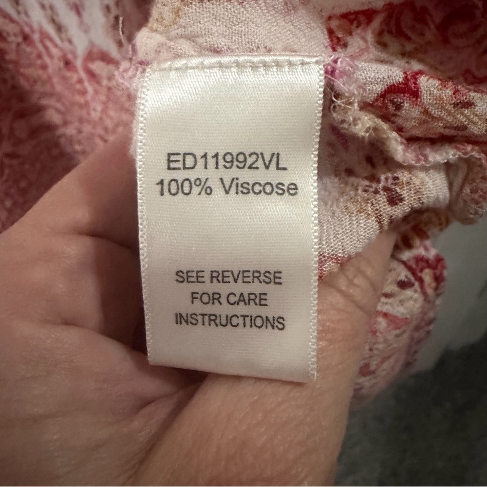 En Creme Women's Boho Floral Peasant Blouse Size Small Pink Long Sleeve‎ - Picture 3 of 7
